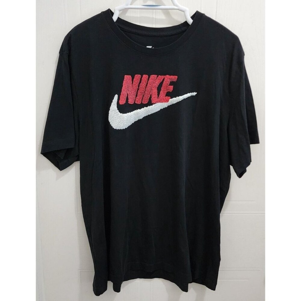 NIKE SPORTSWEAR "Furry Swoosh SS Tee" MEN'S BLACK RED‎ T SHIRT XL AR4993-013